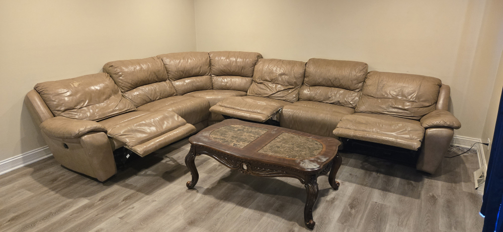 Large Sectional Reclining Sofa & Coffee Table - photo 3