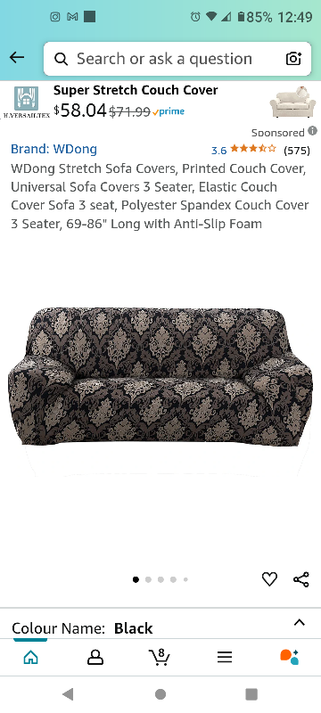 WDong 3 Seater Stretch Sofa Cover, Black - photo 4