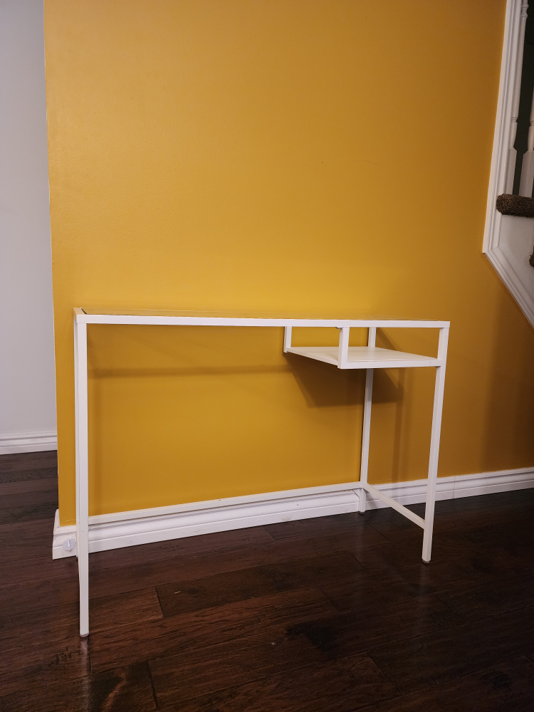 White Metal Desk with Small Shelf