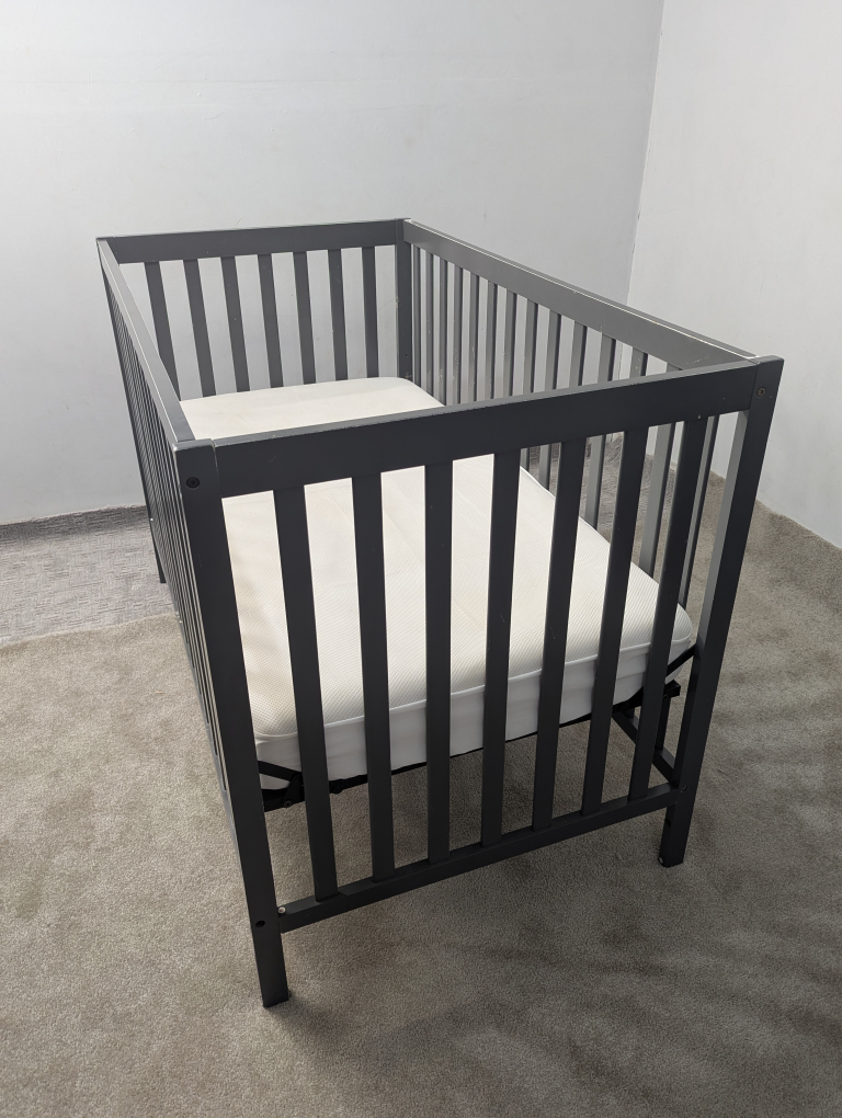Dark Grey Baby Crib with Mattress - photo 2