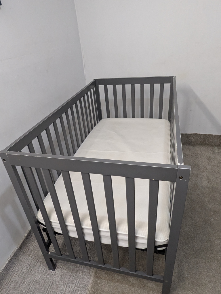 Dark Grey Baby Crib with Mattress - photo 3
