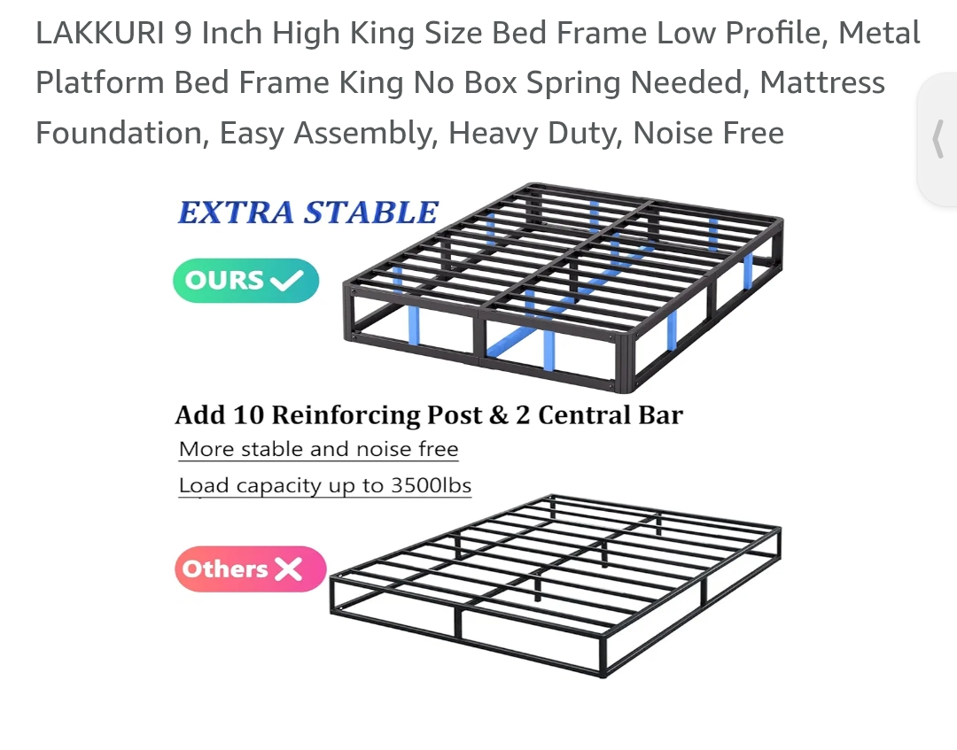 King Size Metal Platform Bed Frame - 9" High- move out sale