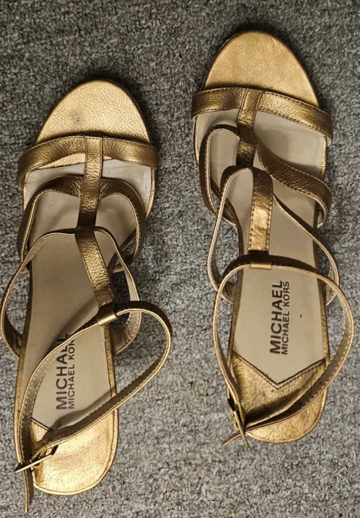 #freecycle   Michael Kors Gold Wedge Sandals image indicator(2)