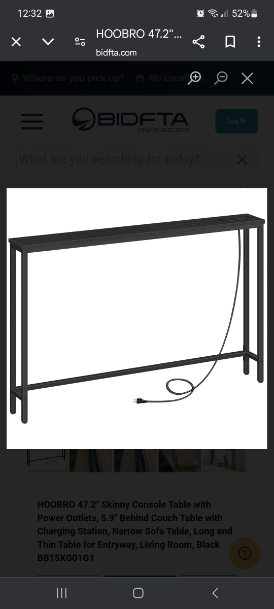 HOOOBRO 47.2" Skinny Console Table with Power Outlets