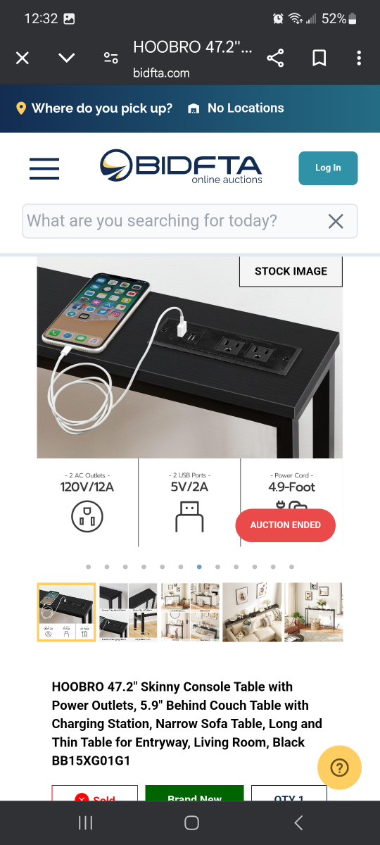 HOOOBRO 47.2" Skinny Console Table with Power Outlets - photo 3