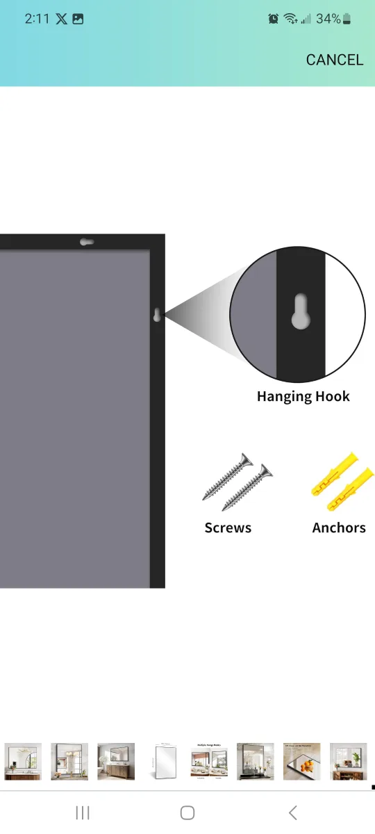 COFENT 40" x 30" Black Rectangle Wall Mirror image indicator(5)