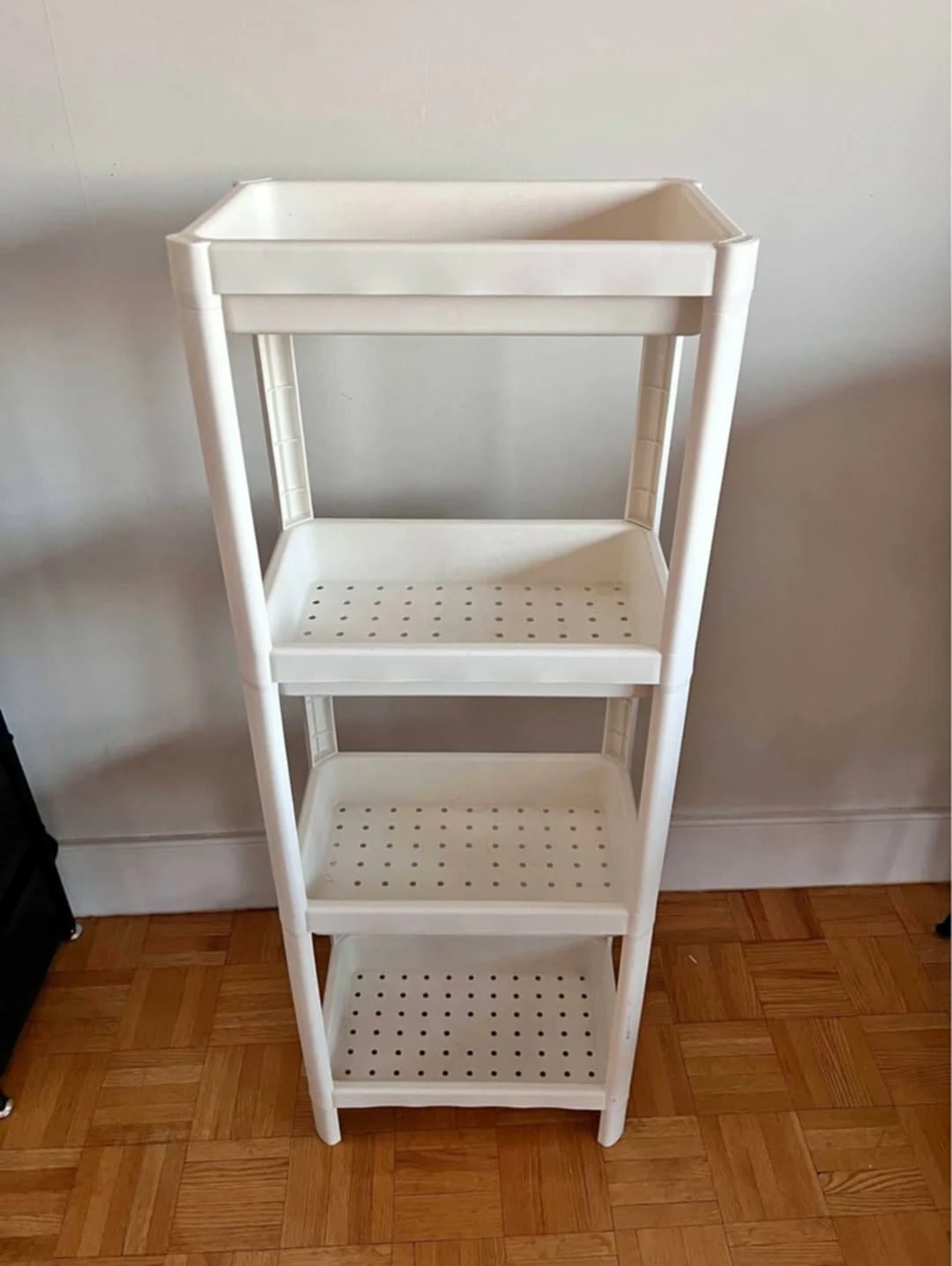White Plastic 4-Tier Storage Shelf