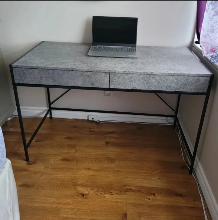 Modern Concrete-Look Writing Desk with Two Drawers image indicator(3)