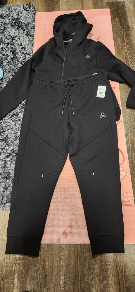 New Reebok Men's 2XL Black Fleece Joggers and Hoodie Set - photo 5