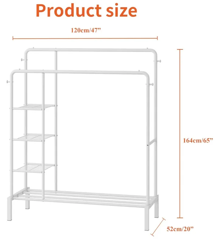 Double Rod Clothes Rack with Shelves image indicator(9)