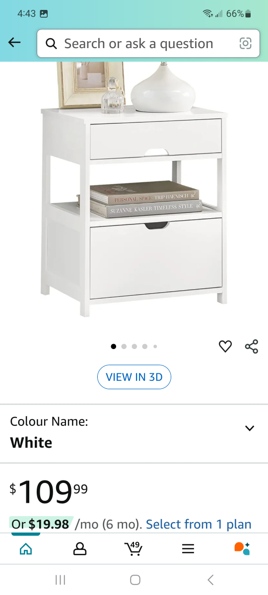 SoBuy White Beside Table with Drawers new - photo 2