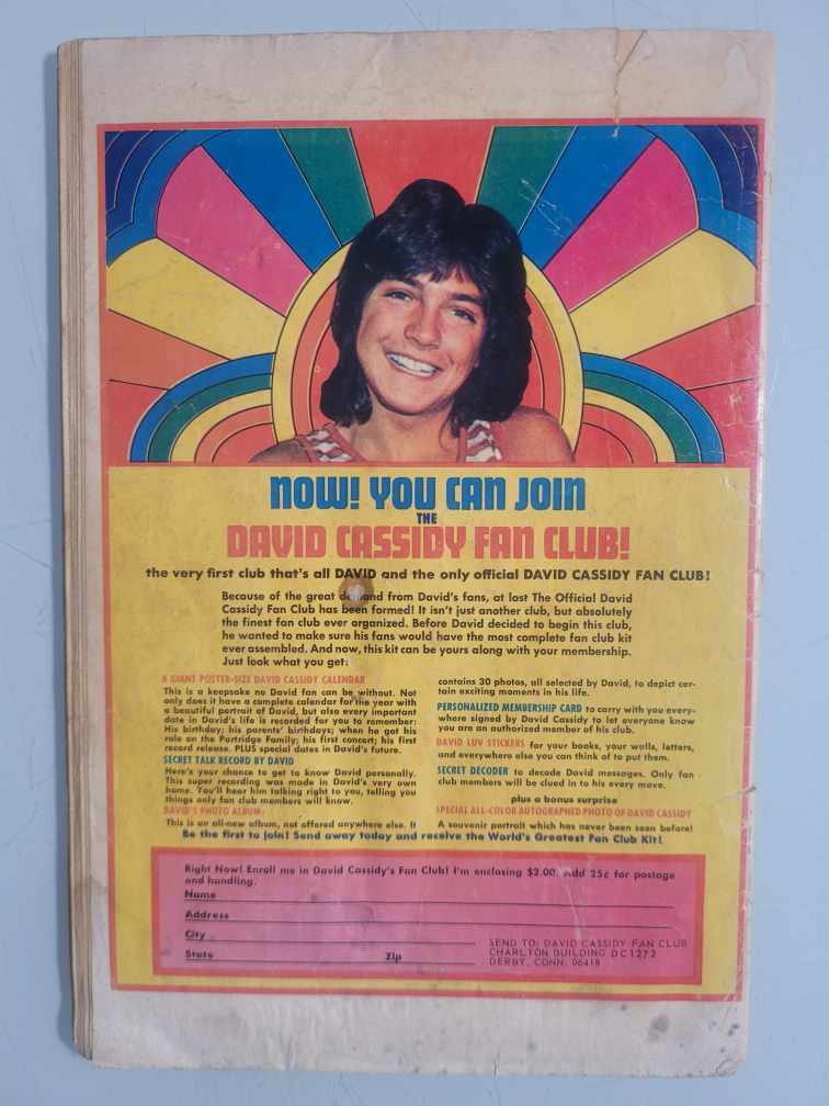 1972 Vintage David Cassidy Charlton Comic Book #9 - photo 2