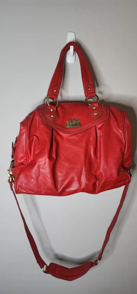 Coach Red Leather Satchel Handbag thumbnail