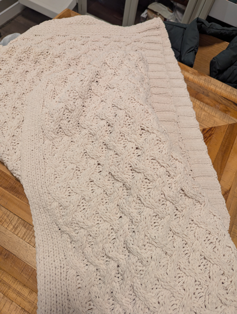 Cream Bella Lux Cable Knit throw - photo 3