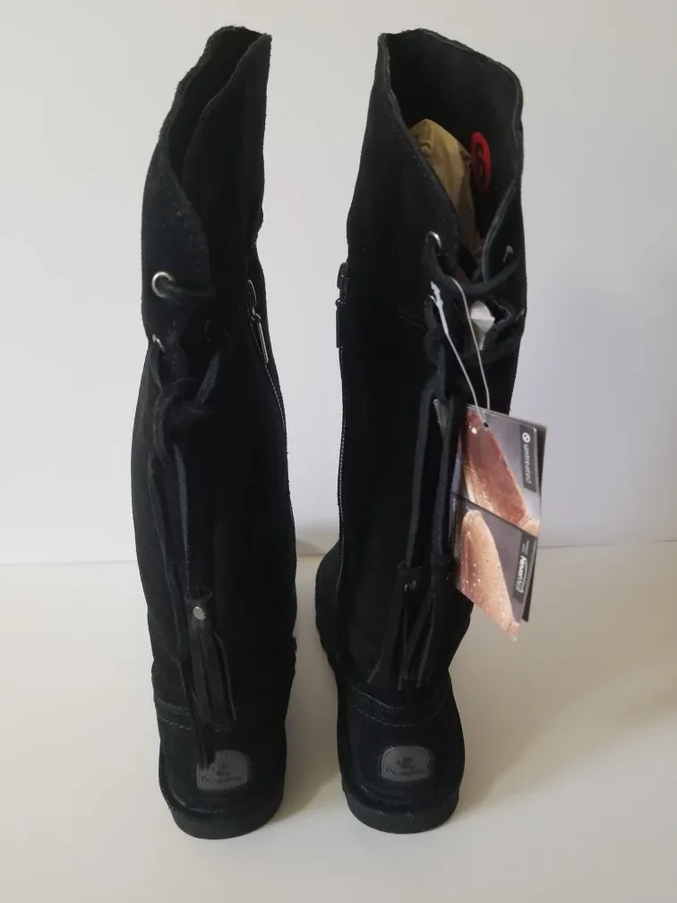 Bearpaw Women's Black Suede Tall Boots image indicator(4)