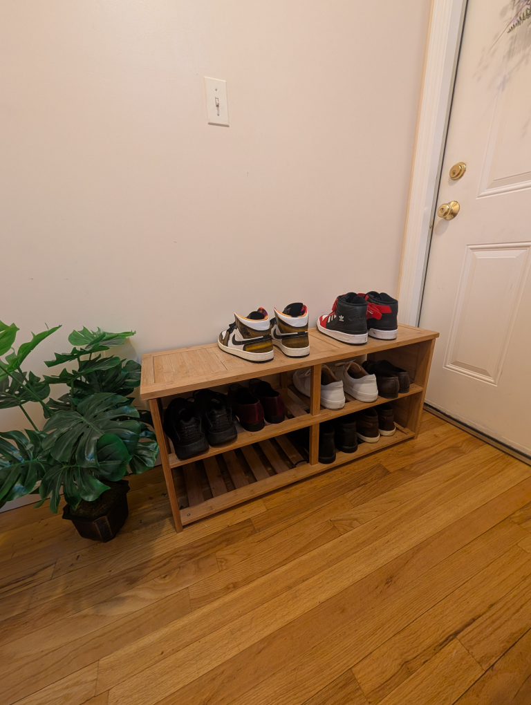 Bamboo Shoe Rack with Cushion Top - photo 2