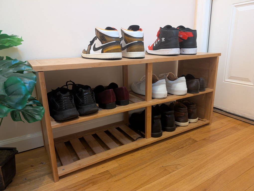 Bamboo Shoe Rack with Cushion Top - photo 3