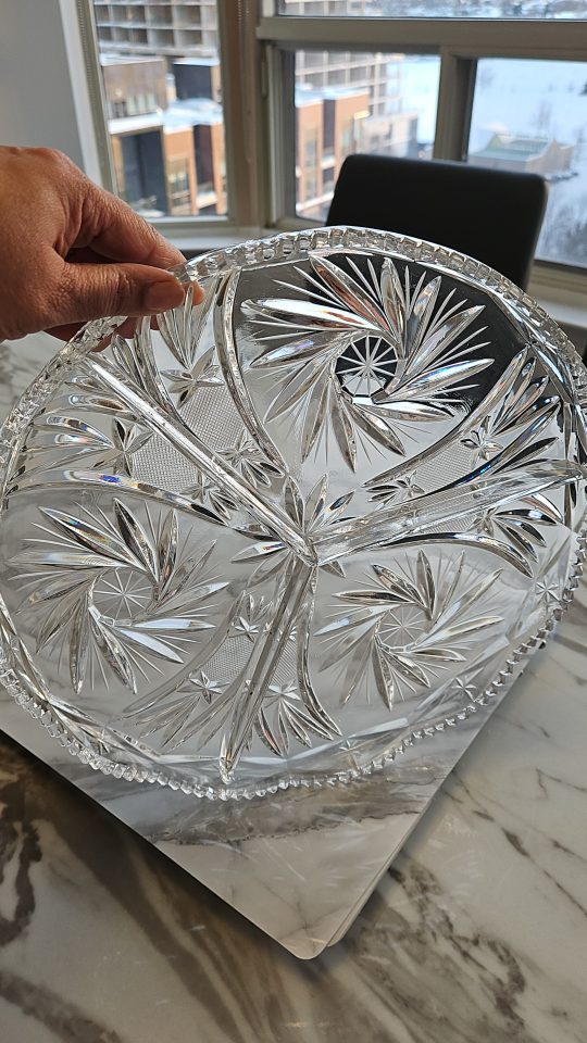 Vintage Crystal Serving Platter with Four Sections - photo 3