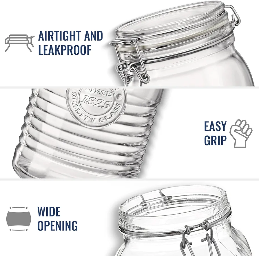 Bormioli Rocco Glass Storage Jars with Clamp Lids - Set of Two - photo 5