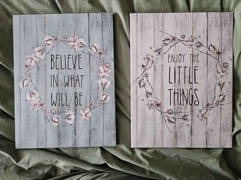 Set of Two Inspirational Canvas Wall Art Prints