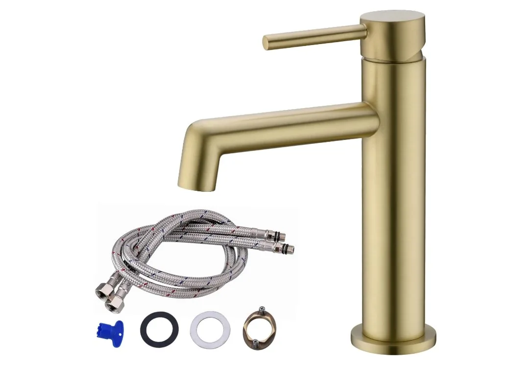 Brushed Gold Single Handle Bathroom Faucet thumbnail