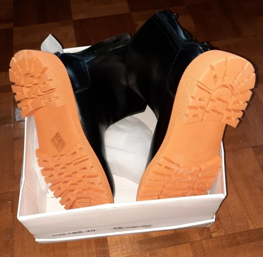Black Ankle Boots with Orange Soles - Size 40 image indicator(3)