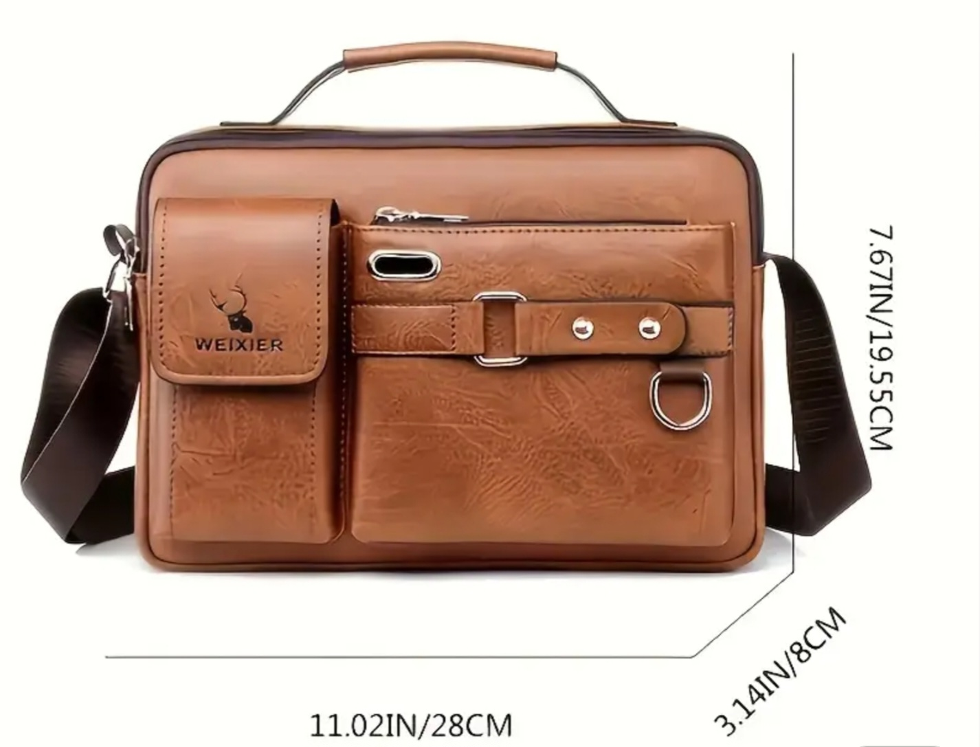 Brand New WEIXIER Men's Dark Brown Leather Messenger Bag