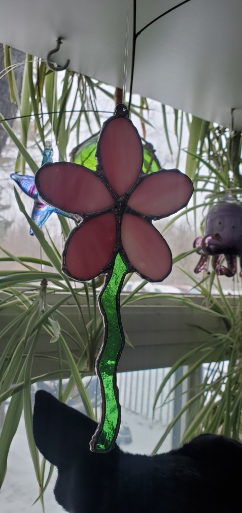 Stained Glass Pink Flower (Thin Stem)