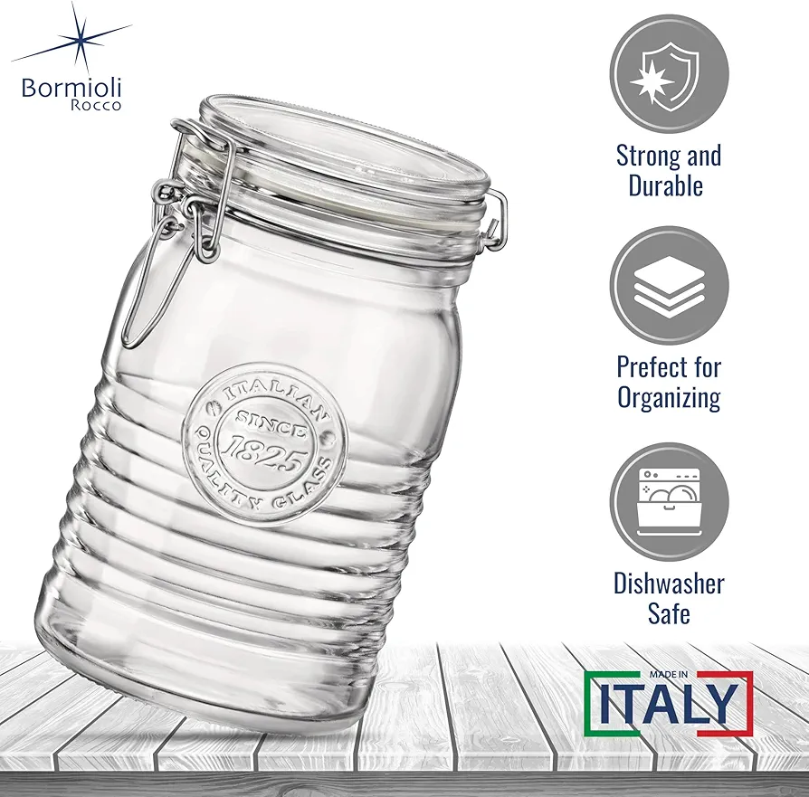 Bormioli Rocco Glass Storage Jars with Clamp Lids - Set of Two - photo 4