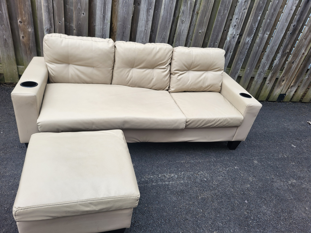Beige Sectional Sofa with Ottoman - photo 2