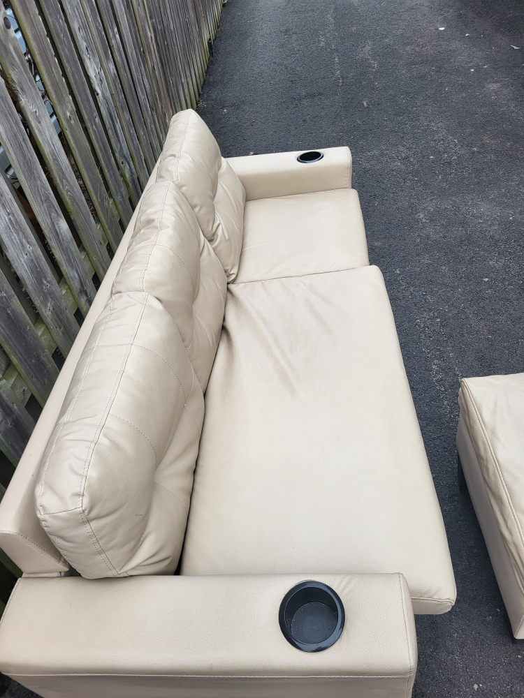 Beige Sectional Sofa with Ottoman - photo 3