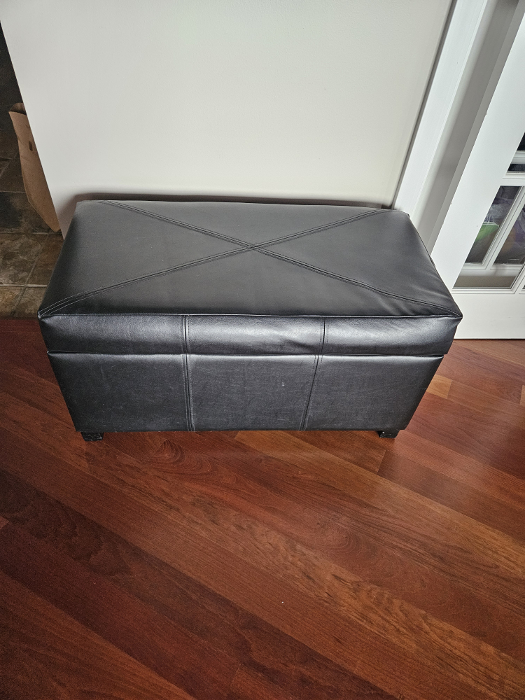 Black Leather Storage Ottoman Bench