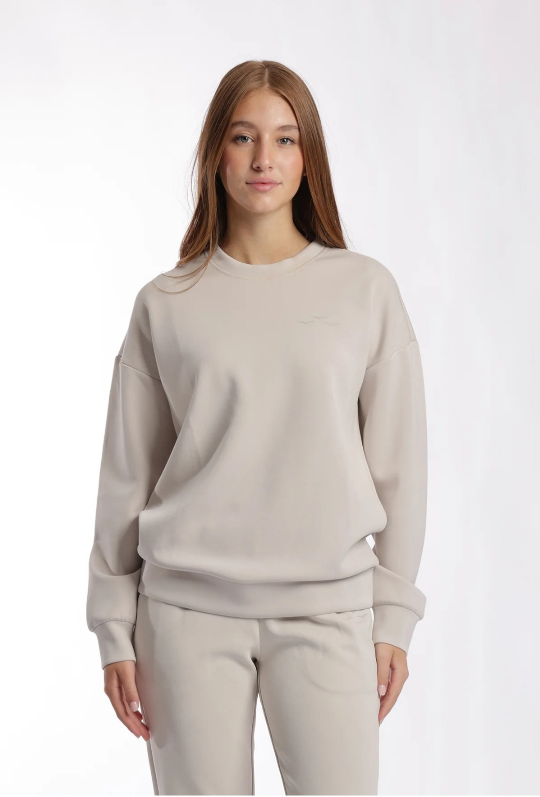 Beige Lazy pants Crewneck Sweatshirt