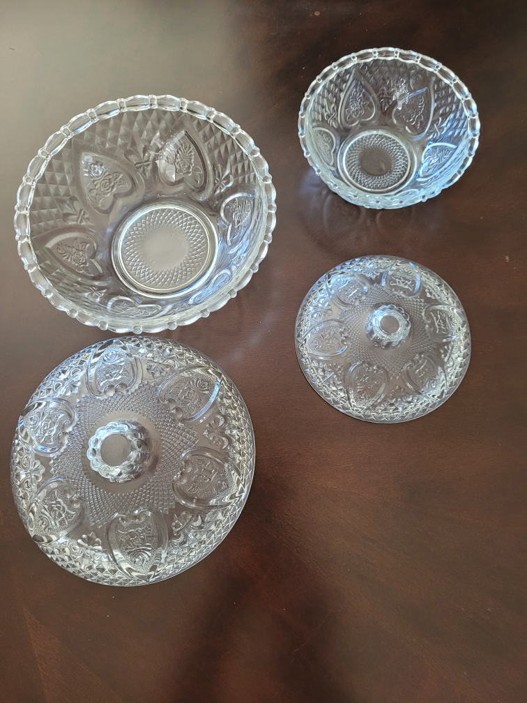 Vintage Crystal Covered Bowls Set of Two