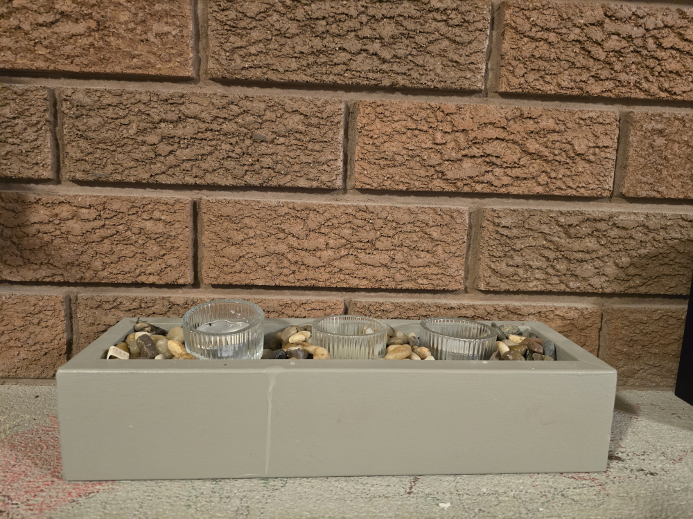 Grey Concrete Candle Holder with Stones
