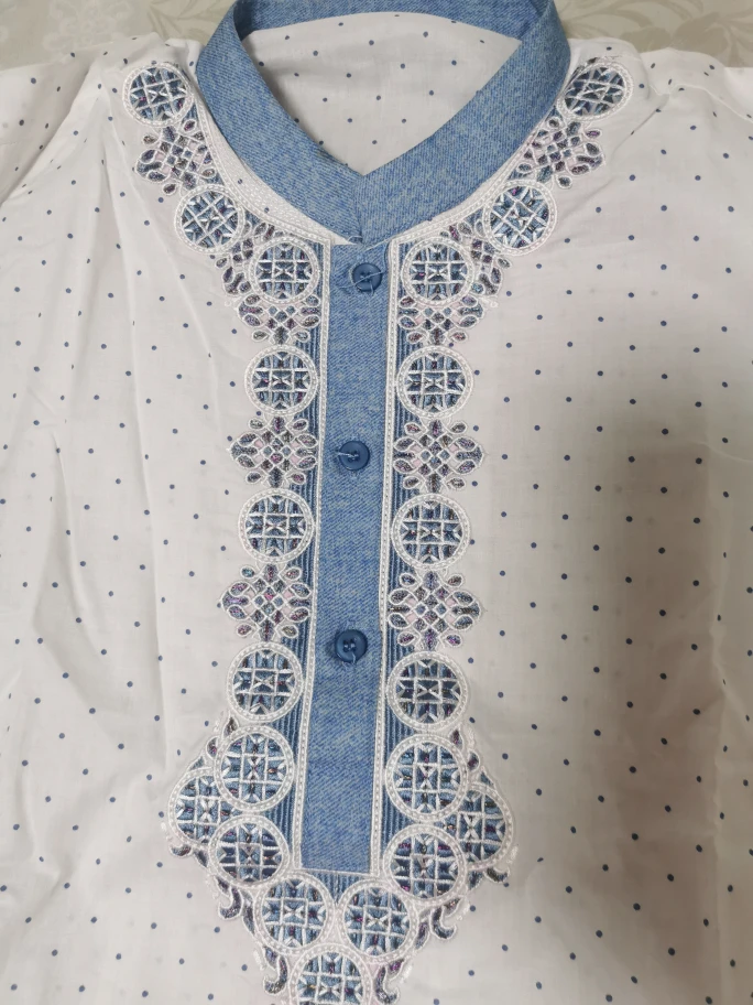 Men's White Kurta Pajama Set, Size 12 - photo 2