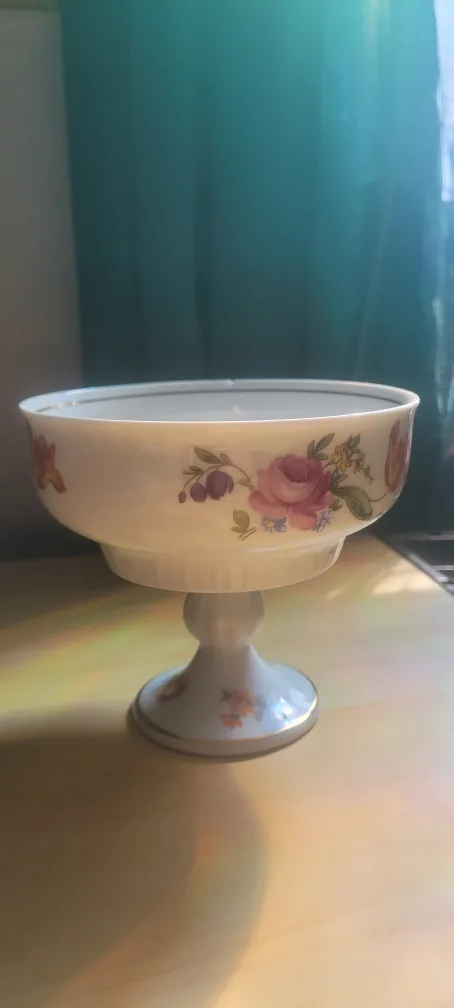 Vintage Floral Pedestal Bowl image indicator(2)