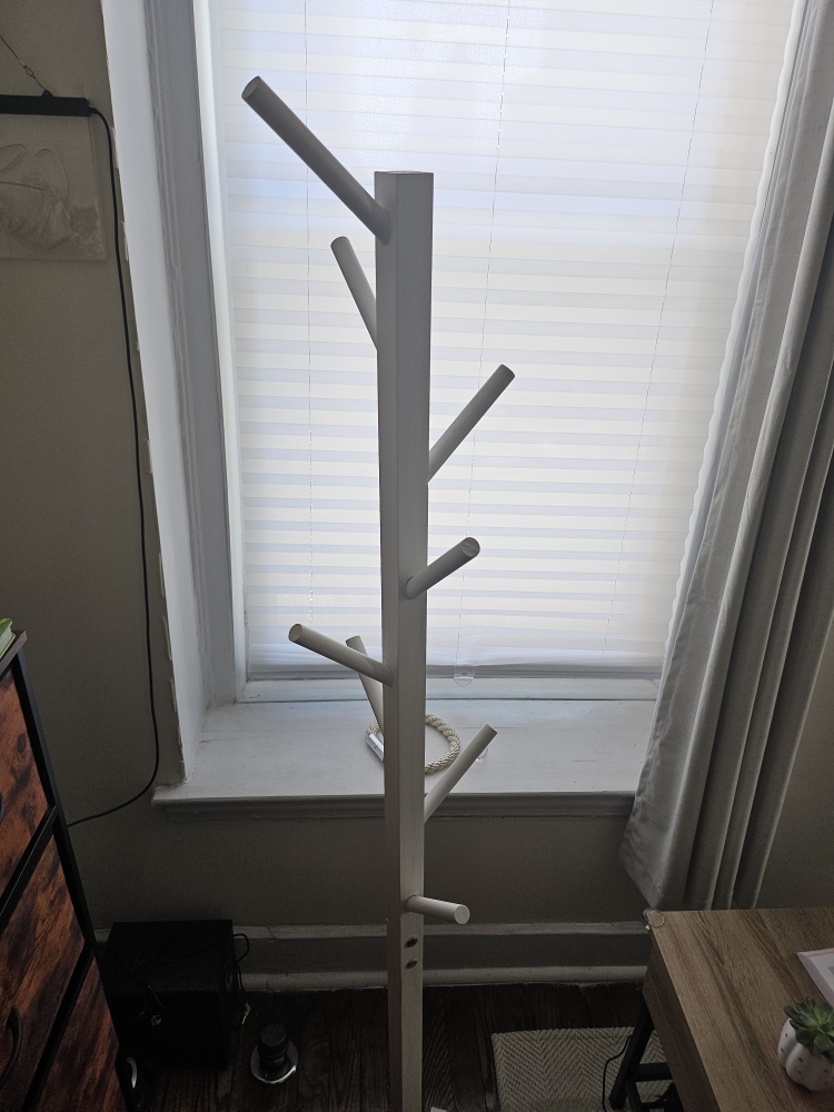 White Wooden Coat Rack - Easy Assembly - photo 2