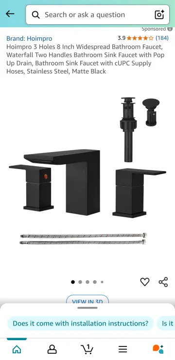 Hoimpro 8 inch Widespread Bathroom Faucet Matte Black image indicator(2)