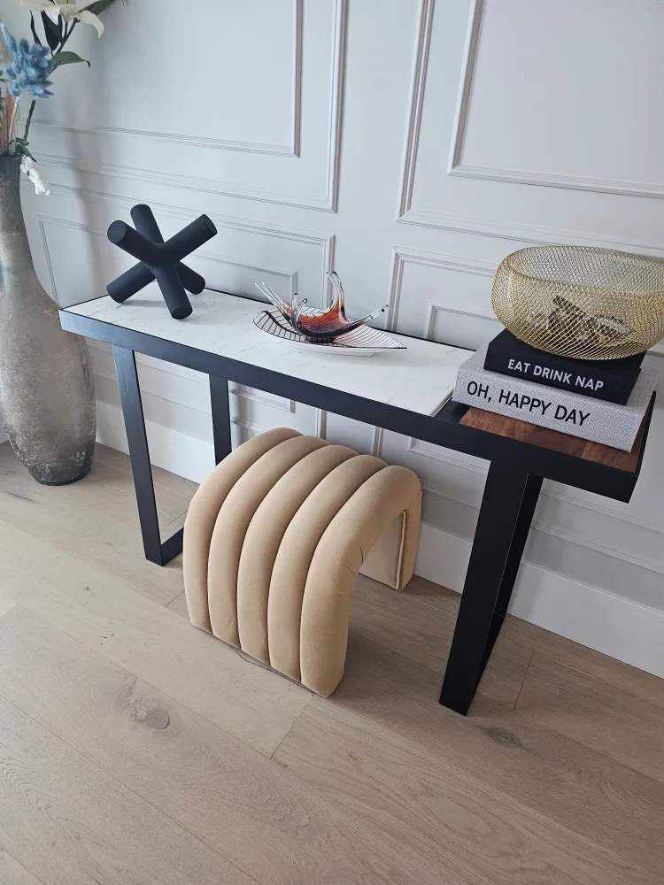 Modern Marble and Walnut Console Table. New in Box. image indicator(3)