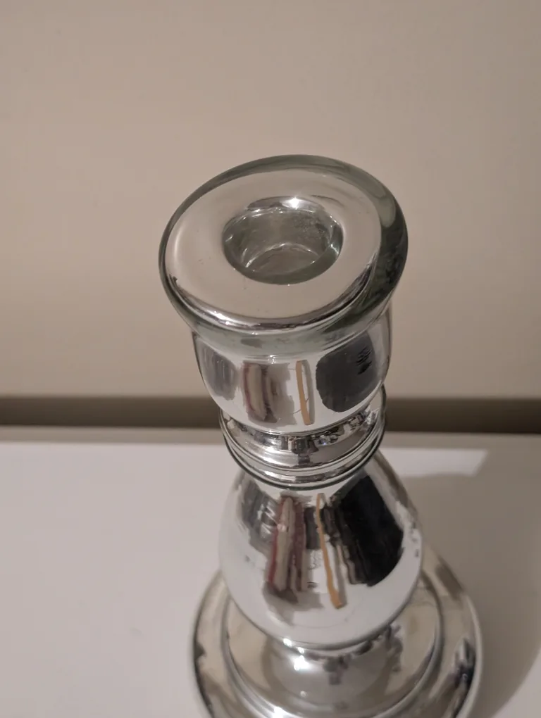 Silver Mercury Glass Candle Holder image indicator(4)