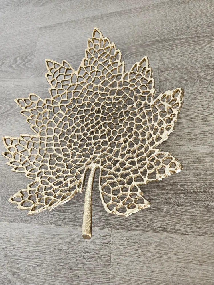 Gold Metal Leaf Decorative Tray image indicator(3)