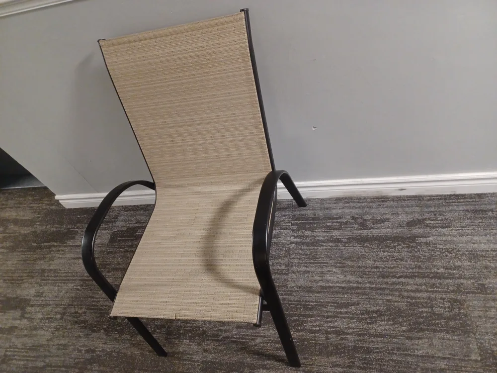 Beige Sling Patio Chair with Black Frame image indicator(5)