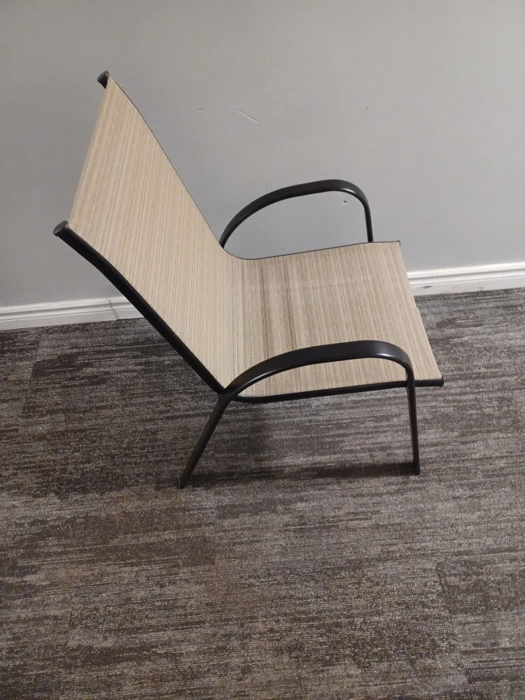 Beige Sling Patio Chair with Black Frame image indicator(7)