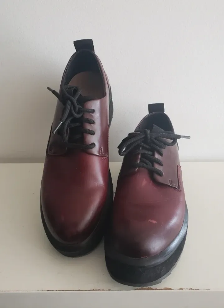 Burgundy Leather Platform Oxfords image indicator(4)