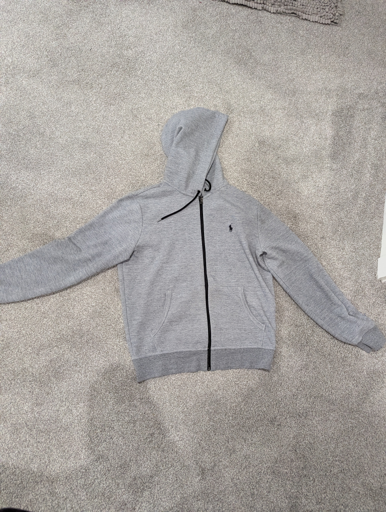Polo Ralph Lauren Grey Zip-Up Hoodie - Size M