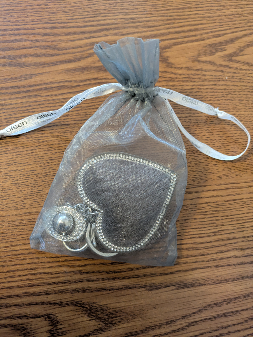 Grey Heart-Shaped Keychain with Rhinestones - photo 2