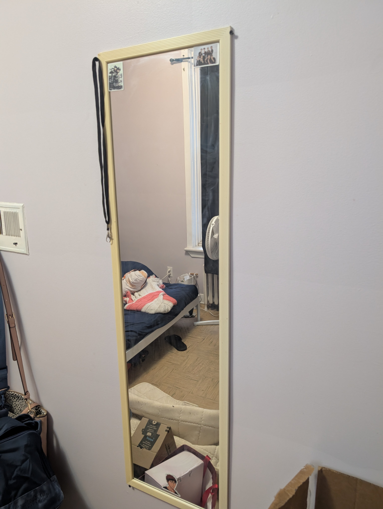 Full-Length Wall Mirror with Cream Frame