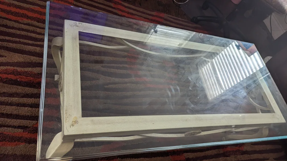 2 Glass Top Coffee Table - Ornate Metal Frame image indicator(4)