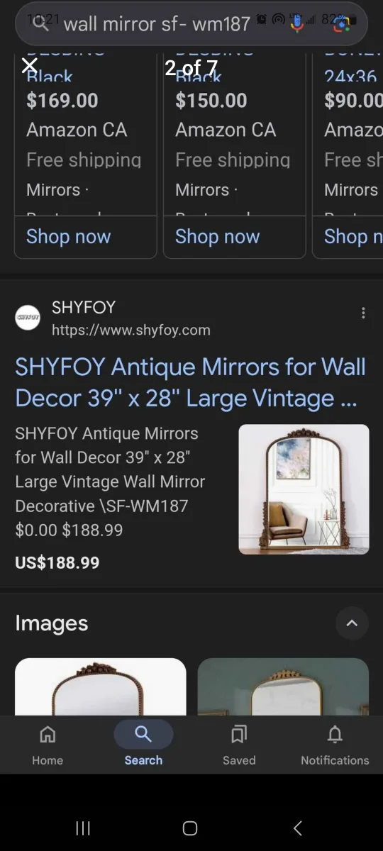 SHYFOY Antique Gold Arch Wall Mirror 39" x 28" image indicator(2)